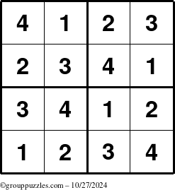 The grouppuzzles.com Answer grid for the Sudoku-4 puzzle for Sunday October 27, 2024