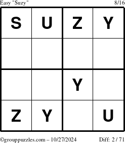 The grouppuzzles.com Easy Suzy puzzle for Sunday October 27, 2024