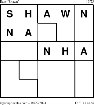 The grouppuzzles.com Easy Shawn puzzle for Sunday October 27, 2024