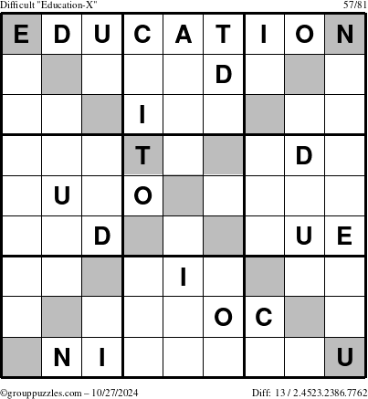 The grouppuzzles.com Difficult Education-X puzzle for Sunday October 27, 2024