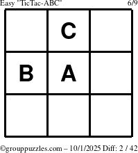 The grouppuzzles.com Easy TicTac-ABC puzzle for Wednesday October 1, 2025