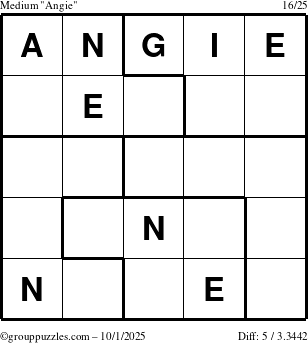 The grouppuzzles.com Medium Angie puzzle for Wednesday October 1, 2025