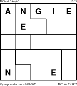 The grouppuzzles.com Difficult Angie puzzle for Wednesday October 1, 2025