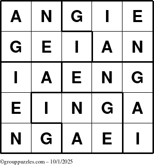 The grouppuzzles.com Answer grid for the Angie puzzle for Wednesday October 1, 2025