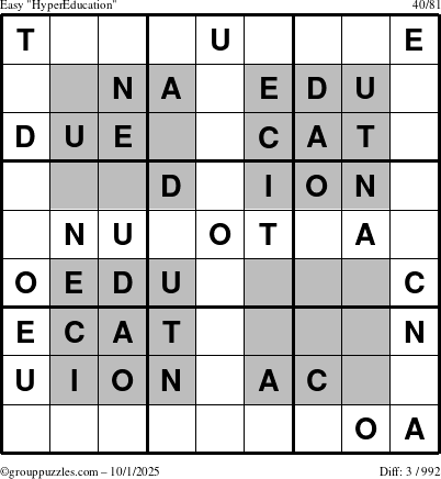 The grouppuzzles.com Easy HyperEducation-i23 puzzle for Wednesday October 1, 2025