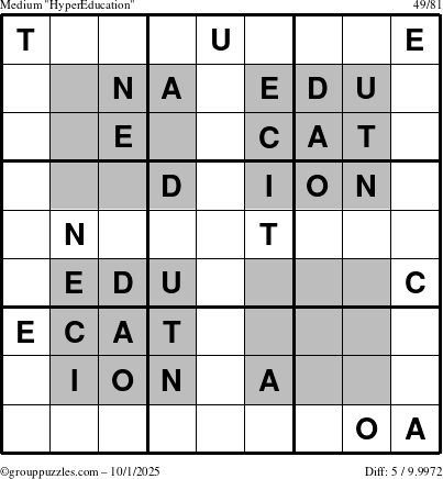 The grouppuzzles.com Medium HyperEducation-i23 puzzle for Wednesday October 1, 2025