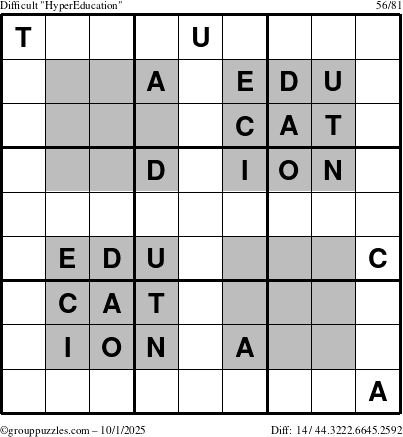 The grouppuzzles.com Difficult HyperEducation-i23 puzzle for Wednesday October 1, 2025