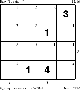 The grouppuzzles.com Easy Sudoku-4 puzzle for Tuesday September 9, 2025 with all 3 steps marked