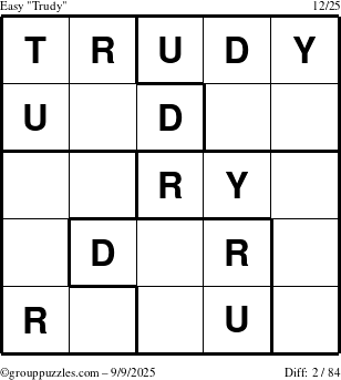 The grouppuzzles.com Easy Trudy puzzle for Tuesday September 9, 2025