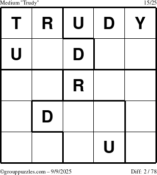 The grouppuzzles.com Medium Trudy puzzle for Tuesday September 9, 2025