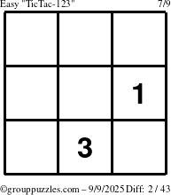 The grouppuzzles.com Easy TicTac-123 puzzle for Tuesday September 9, 2025