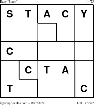 The grouppuzzles.com Easy Stacy puzzle for Monday October 7, 2024