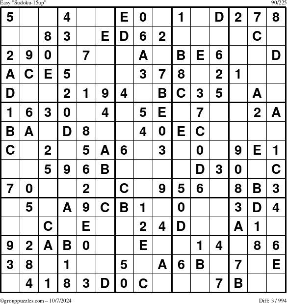 The grouppuzzles.com Easy Sudoku-15up puzzle for Monday October 7, 2024