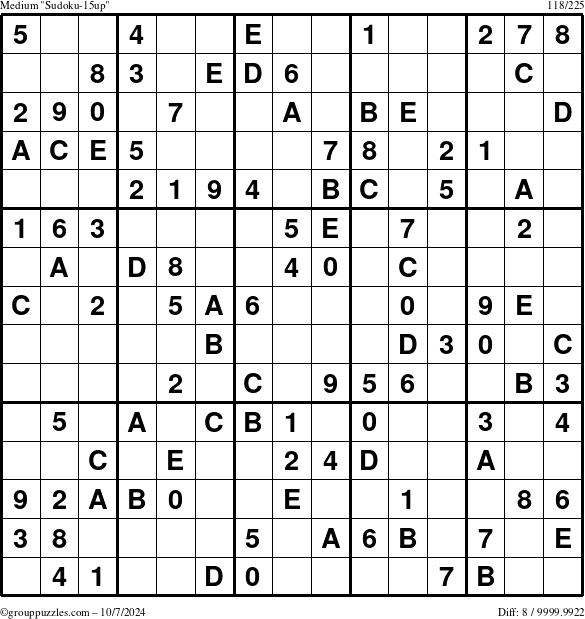 The grouppuzzles.com Medium Sudoku-15up puzzle for Monday October 7, 2024