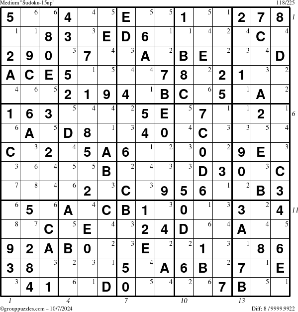 The grouppuzzles.com Medium Sudoku-15up puzzle for Monday October 7, 2024 with all 8 steps marked