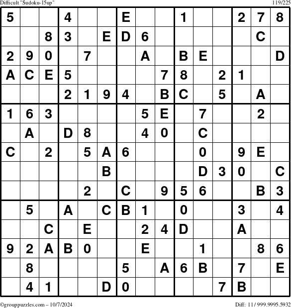 The grouppuzzles.com Difficult Sudoku-15up puzzle for Monday October 7, 2024