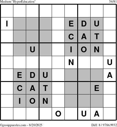 The grouppuzzles.com Medium HyperEducation-i23 puzzle for Wednesday August 20, 2025