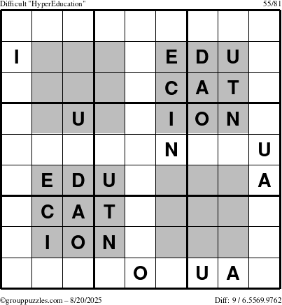 The grouppuzzles.com Difficult HyperEducation-i23 puzzle for Wednesday August 20, 2025