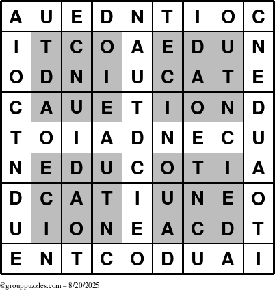 The grouppuzzles.com Answer grid for the HyperEducation-i23 puzzle for Wednesday August 20, 2025