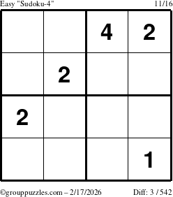 The grouppuzzles.com Easy Sudoku-4 puzzle for Tuesday February 17, 2026