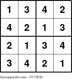 The grouppuzzles.com Answer grid for the Sudoku-4 puzzle for Tuesday February 17, 2026