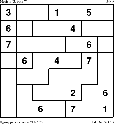 The grouppuzzles.com Medium Sudoku-7 puzzle for Tuesday February 17, 2026