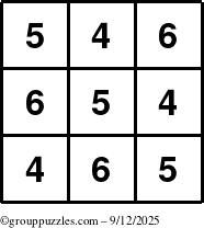 The grouppuzzles.com Answer grid for the TicTac-456 puzzle for Friday September 12, 2025