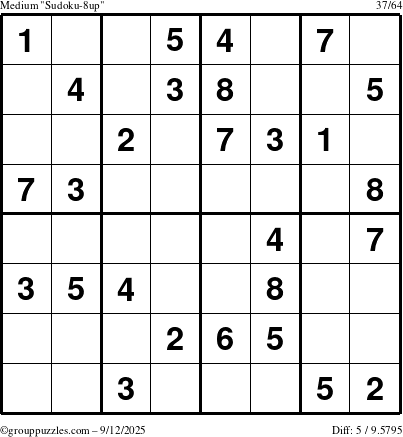 The grouppuzzles.com Medium Sudoku-8up puzzle for Friday September 12, 2025