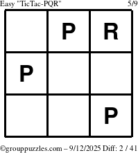 The grouppuzzles.com Easy TicTac-PQR puzzle for Friday September 12, 2025