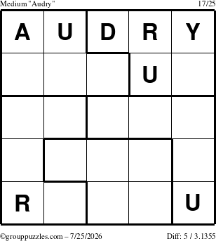 The grouppuzzles.com Medium Audry puzzle for Saturday July 25, 2026