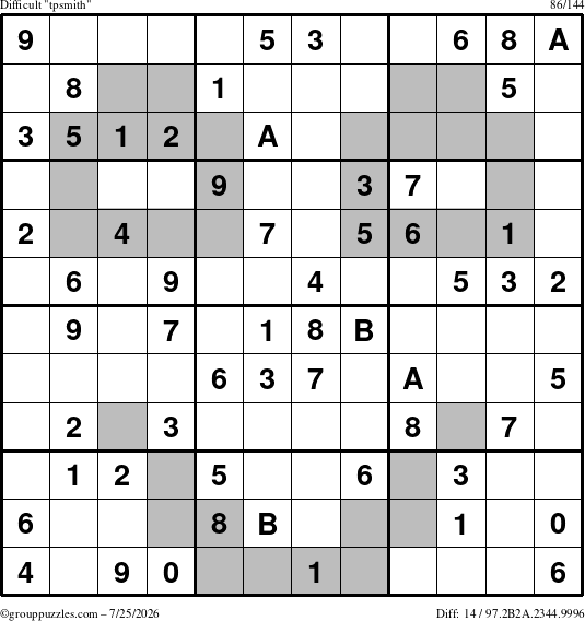 The grouppuzzles.com Difficult tpsmith puzzle for Saturday July 25, 2026