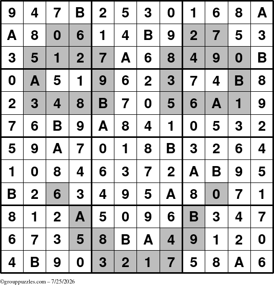 The grouppuzzles.com Answer grid for the tpsmith puzzle for Saturday July 25, 2026