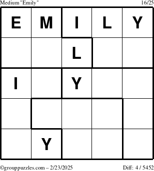 The grouppuzzles.com Medium Emily puzzle for Sunday February 23, 2025