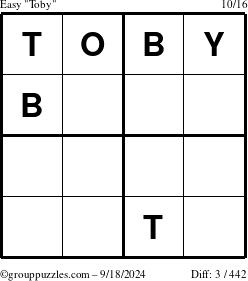 The grouppuzzles.com Easy Toby puzzle for Wednesday September 18, 2024