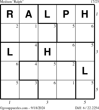 The grouppuzzles.com Medium Ralph puzzle for Wednesday September 18, 2024 with all 6 steps marked