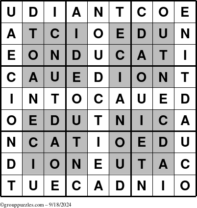 The grouppuzzles.com Answer grid for the HyperEducation-i23 puzzle for Wednesday September 18, 2024