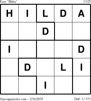 The grouppuzzles.com Easy Hilda puzzle for Wednesday February 26, 2025