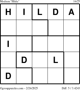 The grouppuzzles.com Medium Hilda puzzle for Wednesday February 26, 2025