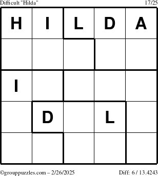 The grouppuzzles.com Difficult Hilda puzzle for Wednesday February 26, 2025