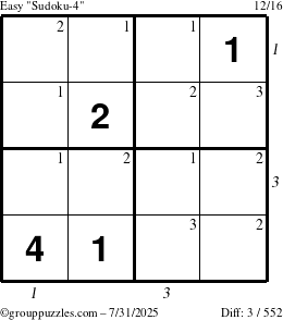 The grouppuzzles.com Easy Sudoku-4 puzzle for Thursday July 31, 2025 with all 3 steps marked