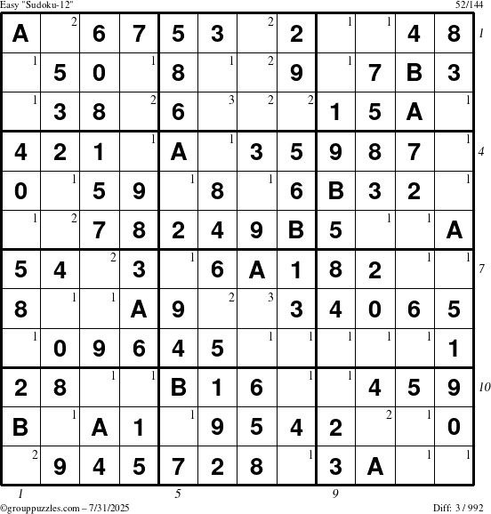 The grouppuzzles.com Easy Sudoku-12 puzzle for Thursday July 31, 2025 with all 3 steps marked