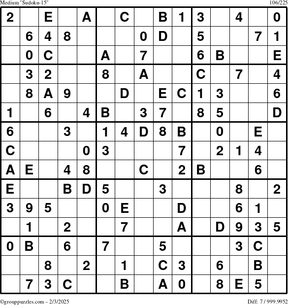 The grouppuzzles.com Medium Sudoku-15 puzzle for Monday February 3, 2025