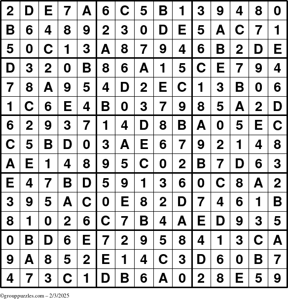 The grouppuzzles.com Answer grid for the Sudoku-15 puzzle for Monday February 3, 2025