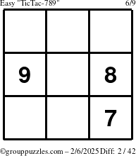 The grouppuzzles.com Easy TicTac-789 puzzle for Thursday February 6, 2025