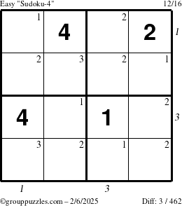 The grouppuzzles.com Easy Sudoku-4 puzzle for Thursday February 6, 2025 with all 3 steps marked