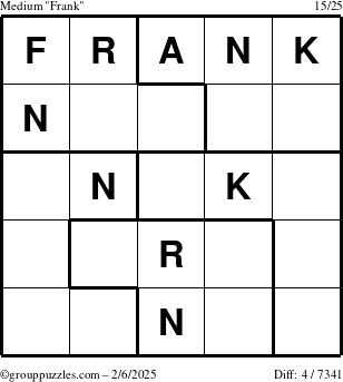 The grouppuzzles.com Medium Frank puzzle for Thursday February 6, 2025