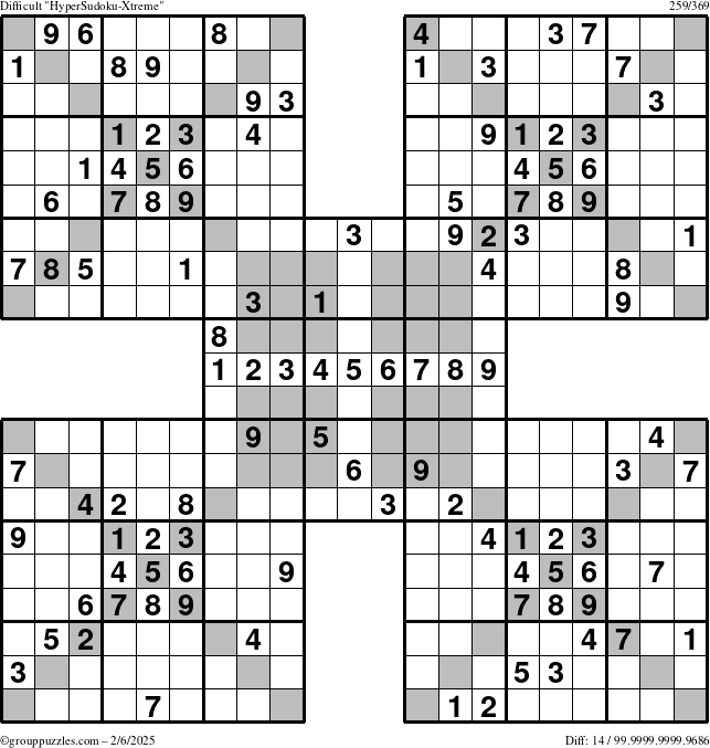 The grouppuzzles.com Difficult cover-HyperXtreme puzzle for Thursday February 6, 2025