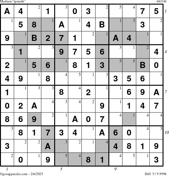 The grouppuzzles.com Medium tpsmith puzzle for Thursday February 6, 2025 with all 5 steps marked