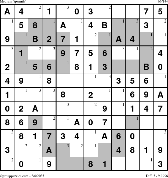 The grouppuzzles.com Medium tpsmith puzzle for Thursday February 6, 2025 with the first 3 steps marked