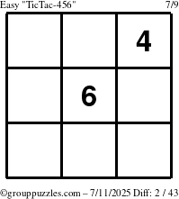 The grouppuzzles.com Easy TicTac-456 puzzle for Friday July 11, 2025